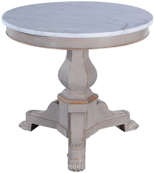 Louis Philippe Style Lamp Table with Marble Top and Gold Accents (1 of 5)