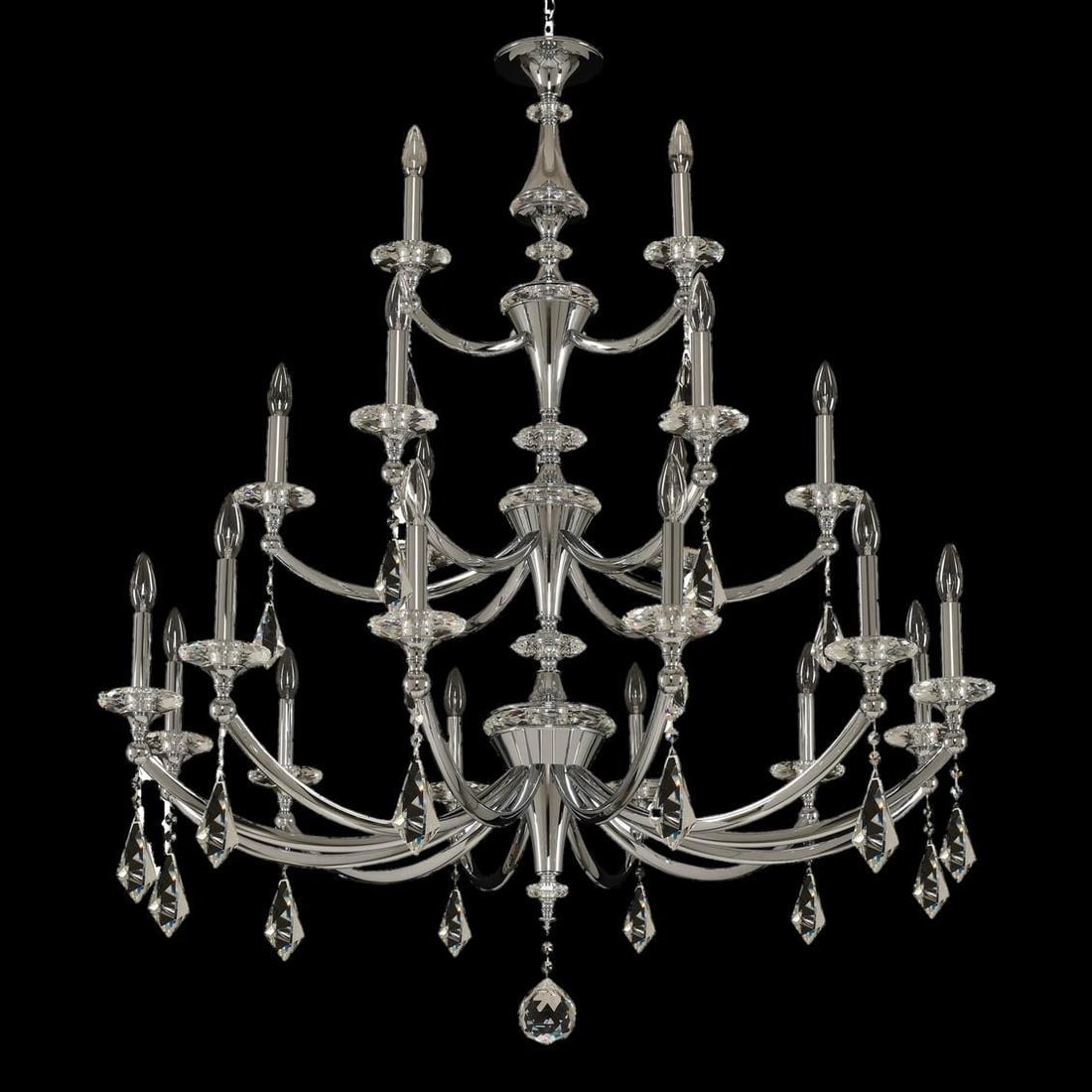 Kalco Floridia 21-Light Chandelier Chrome Firenze Crystal Modern Classic: Kalco Floridia 21-Light Chandelier Chrome Firenze Crystal Modern Classic Illuminate your space with the stunning Kalco Floridia Chandelier, featuring an exquisite design that combines modern elegance