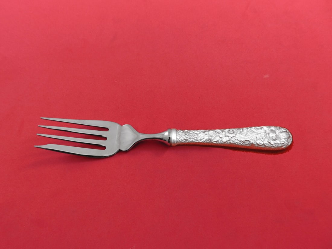 Kirk Sterling Silver Repousse Individual Fish Fork 8 Inch Notched (1 of 3)