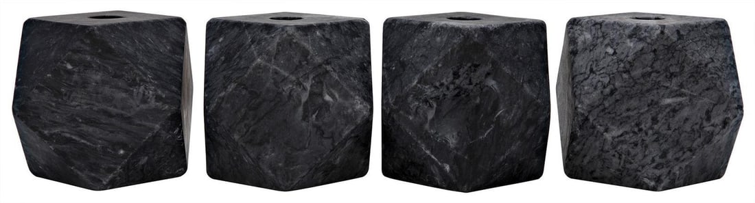 Contemporary Noir Night Snow Marble Polyhedron Candle Holders (1 of 1)