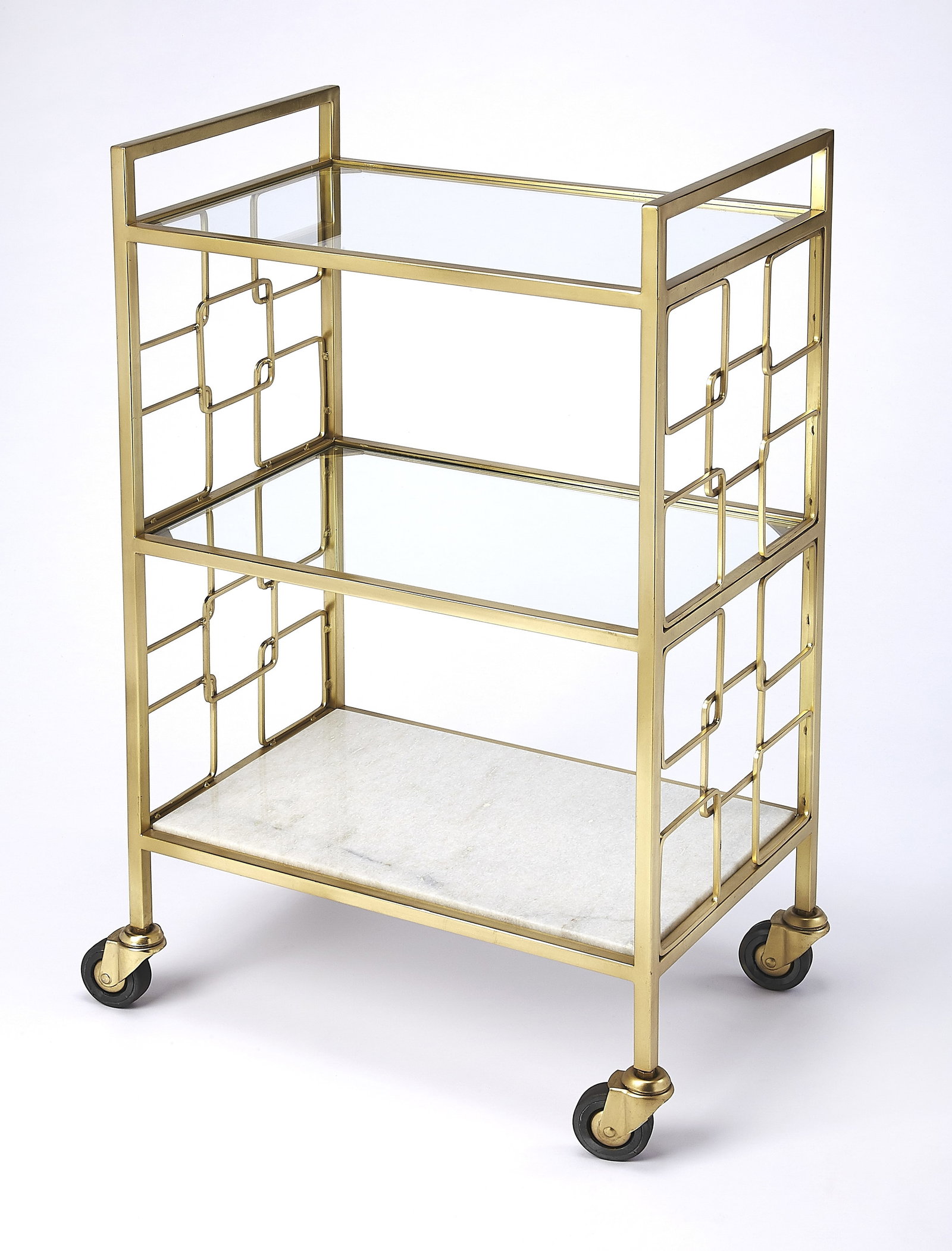 Butler Arcadia Gold Bar Cart with Glass and Stone Shelves (1 of 5)