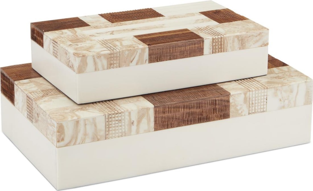 Currey Aimee Kurzner Vintage Style Box Set Beige Brown Ivory (1 of 6)