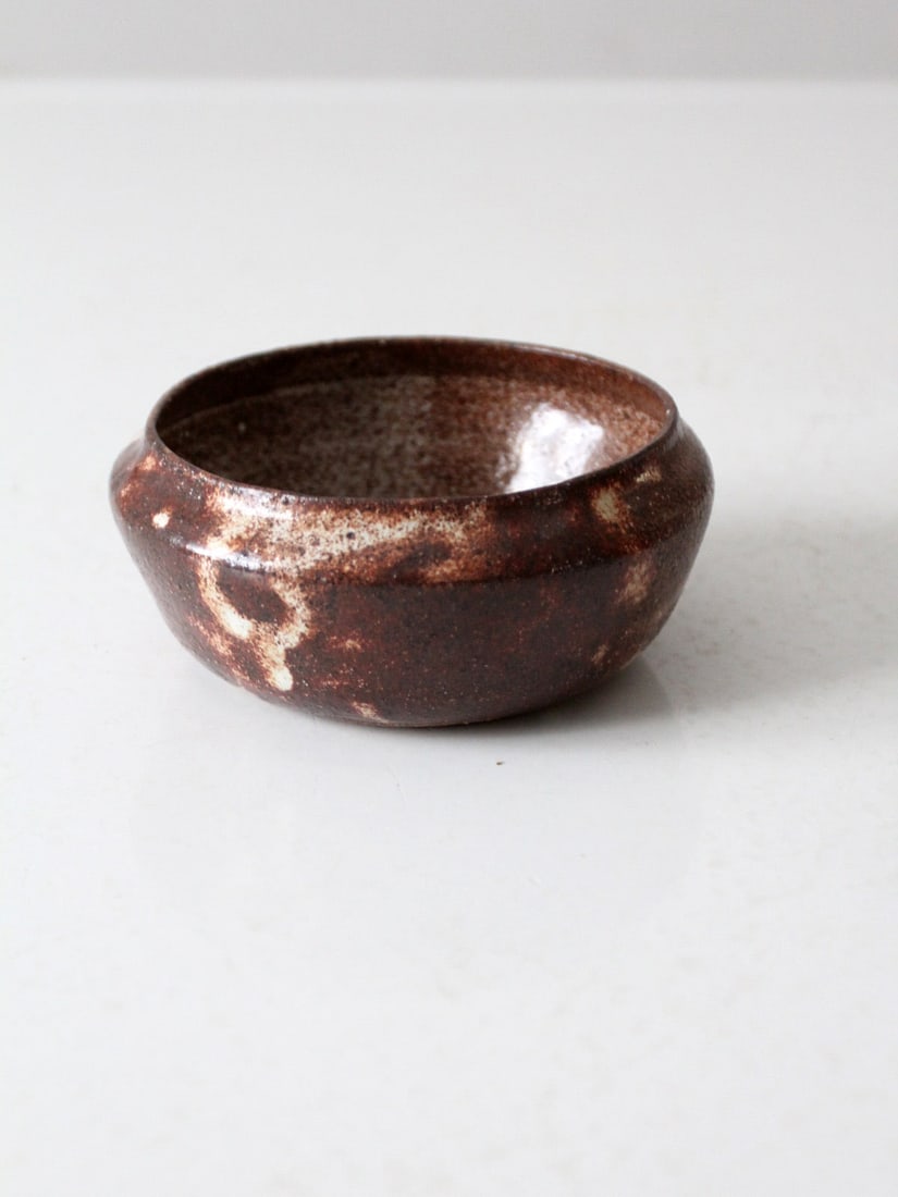 Signed Vintage Studio Pottery Bowl with Earthy Glaze (1 of 8)