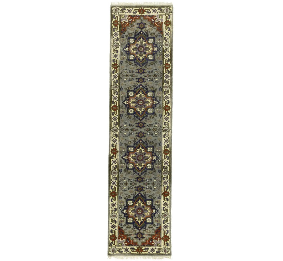 Handmade Serapi Heriz Floral Design Runner Rug 2'7 x 10'2 Wool (1 of 17)