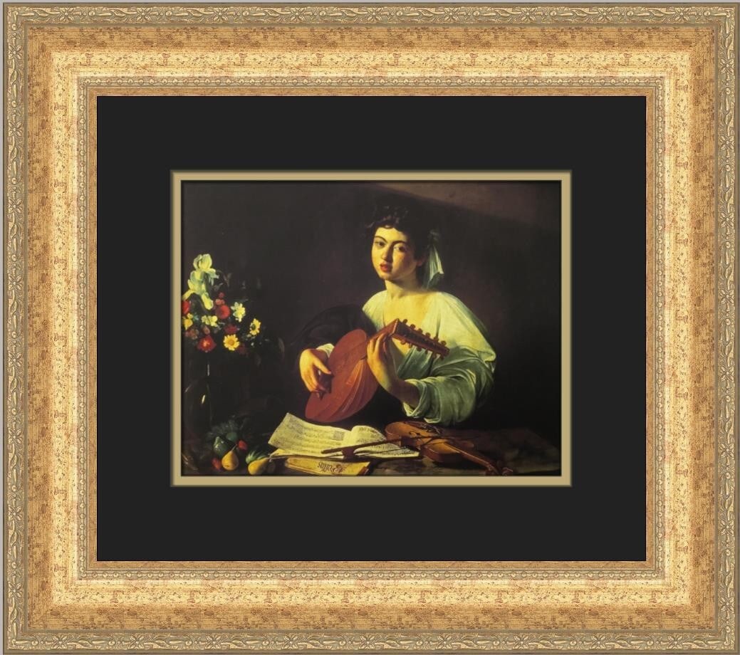 Carvaggio Portrait of a Lute Player Custom Framed Print 16x18 Art (1 of 2)
