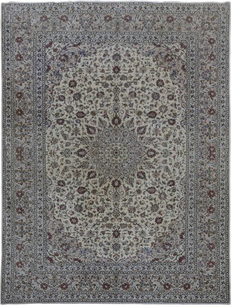 Ivory Persian Kashan Rug 9'10 x 12'11 Handwoven Signed Luxury (1 of 6)