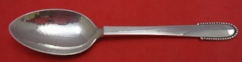 Georg Jensen Beaded Sterling Silver Large Child's Spoon 5 7/8" (1 of 2)