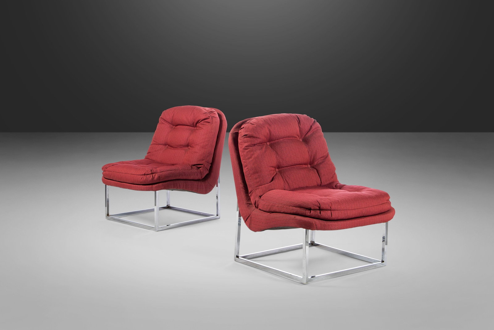 Milo Baughman Scoop Lounge Chairs with Chrome Bases 1970s (1 of 10)