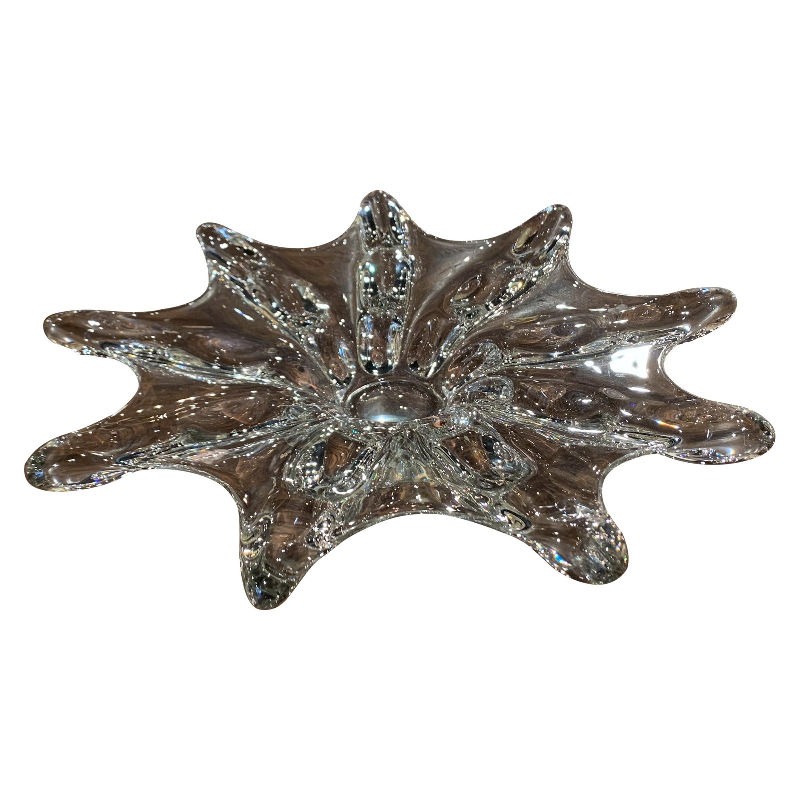 French Art Deco Hand Blown Glass Starburst Centerpiece Bowl Circa 1950 (1 of 7)