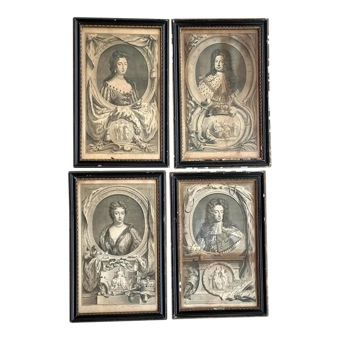 Set of Four Framed Vintage Boho Royal Portrait Engravings (1 of 10)