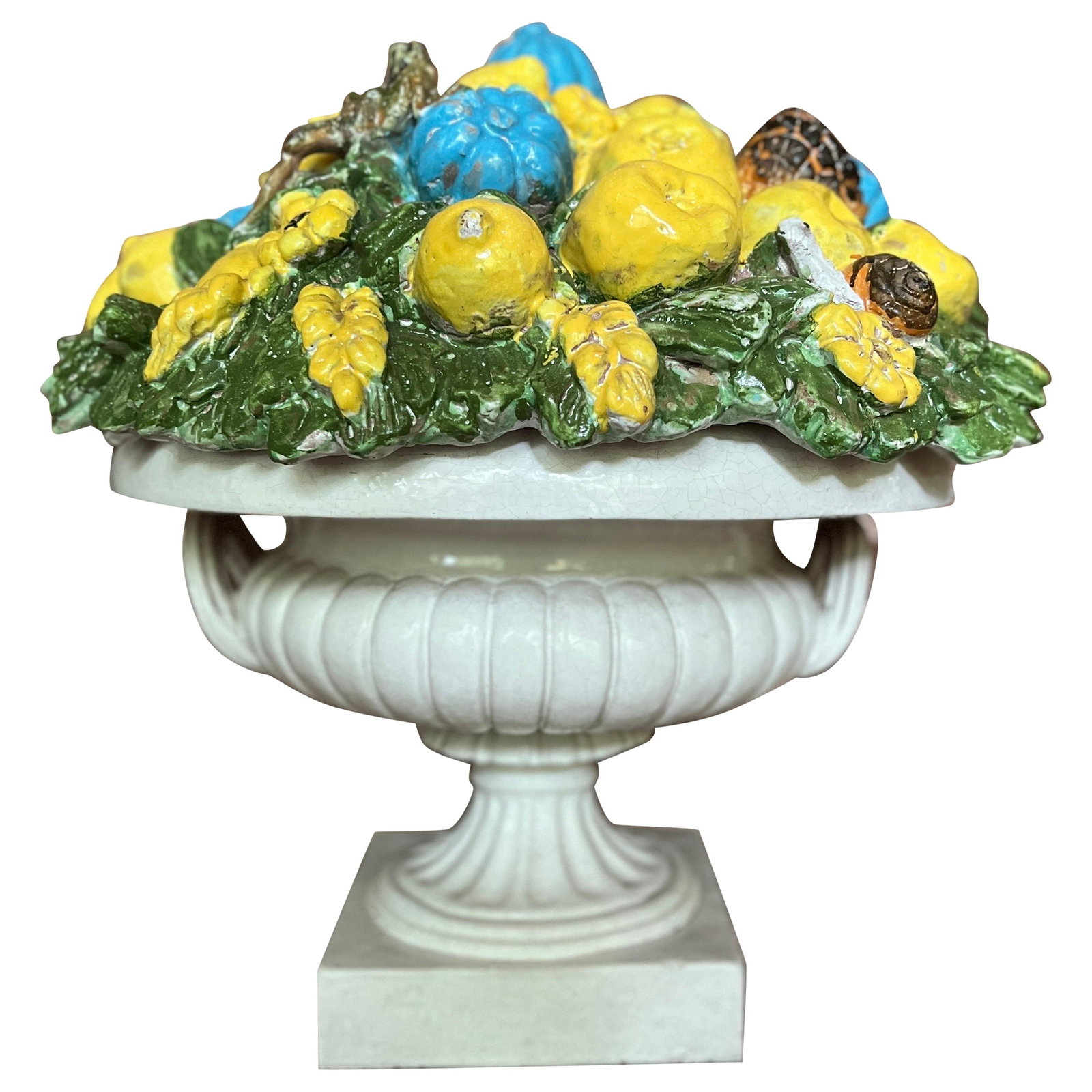 Large Vintage Italian Delarobia Majolica Neoclassical Two-Piece Urn (1 of 10)