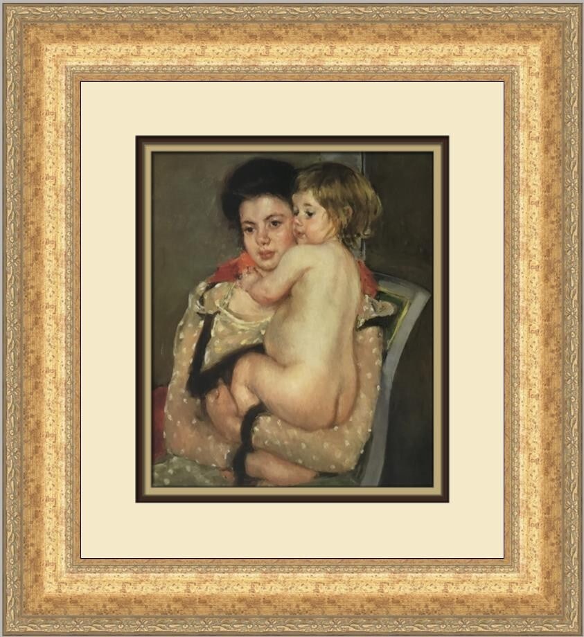 Mary Cassatt Reine Lefebvre Holding a Nude Baby Custom Framed Print: Mary Cassatt Reine Lefebvre Holding a Nude Baby Custom Framed Print This exquisite custom framed print features the celebrated artwork "Reine Lefebvre Holding a Nude Baby" by Mary Cassatt. Measuring 1