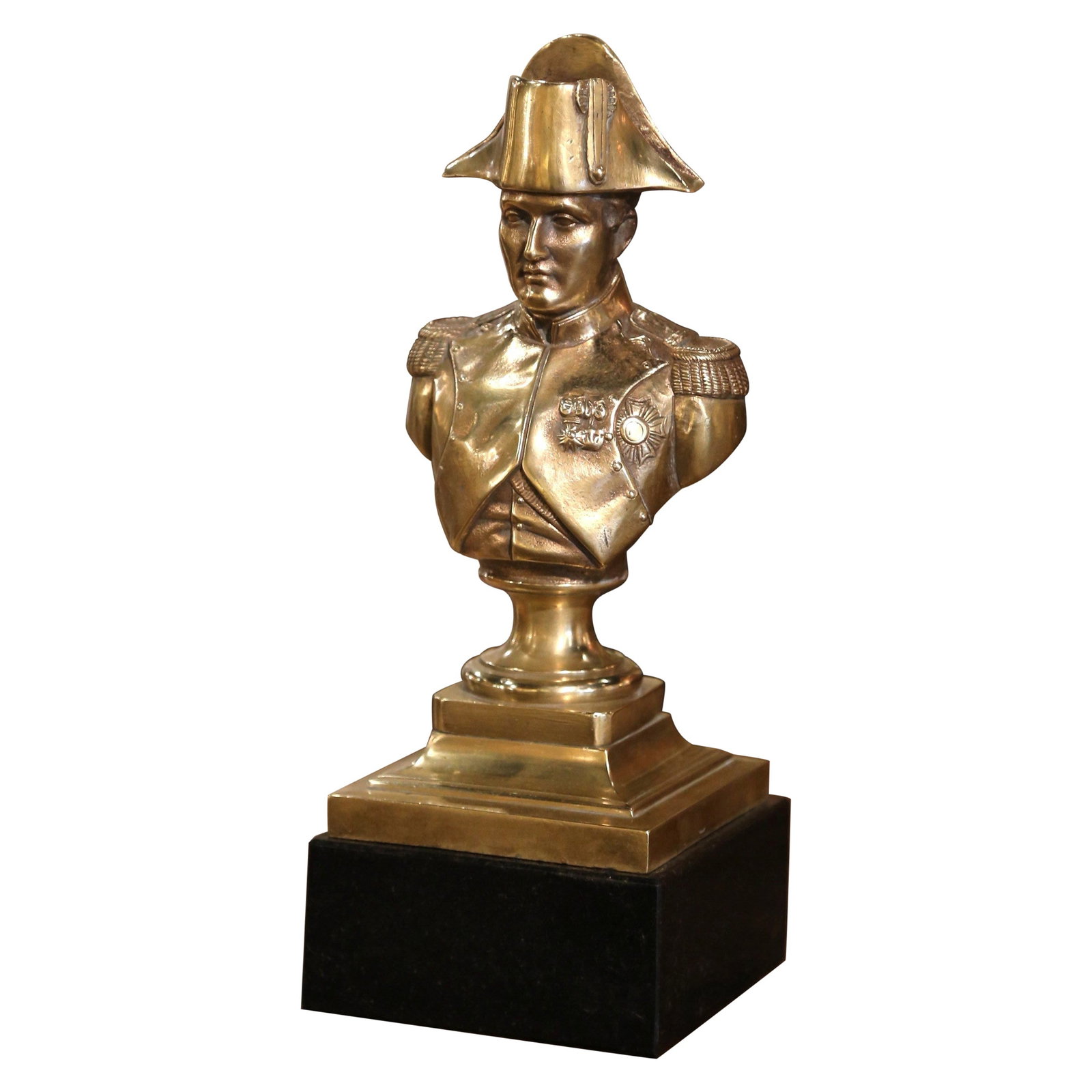 French Bronze Napoleon Bust Signed Ajaccio with Marble Base Mid-20th Century (1 of 10)