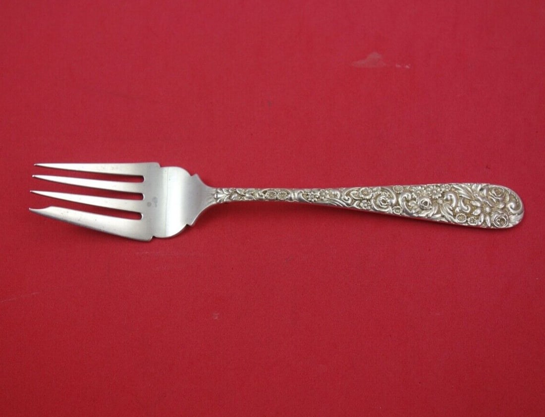 Jenkins & Jenkins Sterling Silver Salad Fork Repousse Pattern 6 1/4" (1 of 2)
