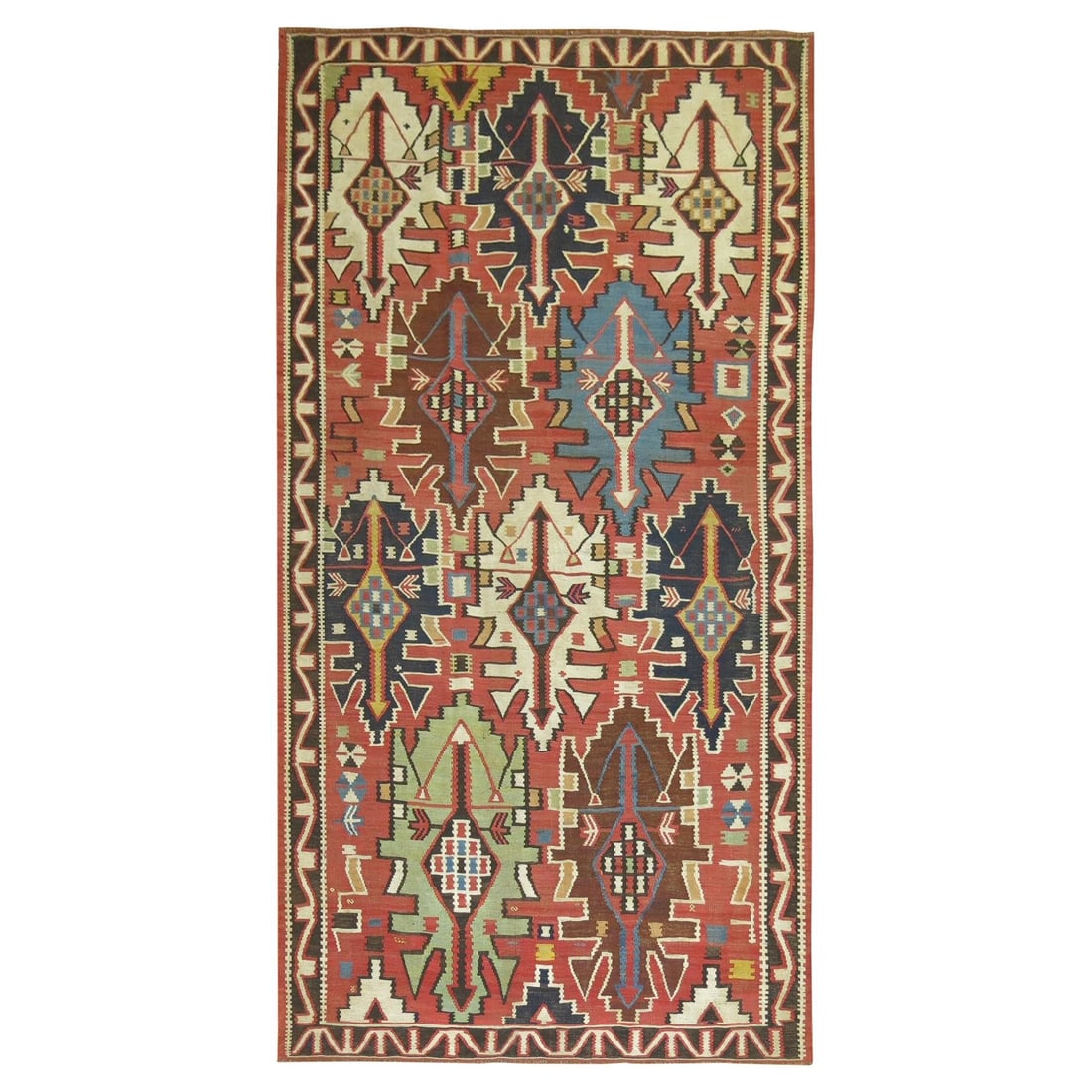 Tribal Antique Caucasian Hand-Woven Wool Kilim 58 x 109 inches (1 of 10)