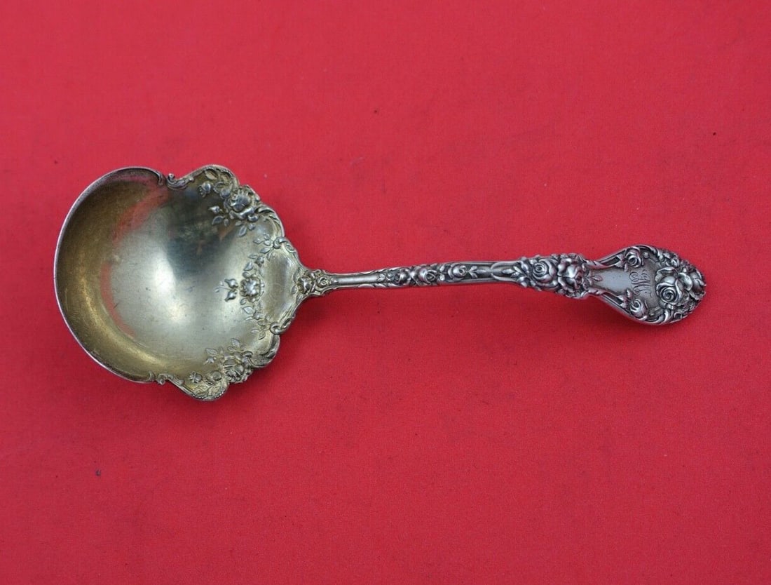 Durgin Marechal Niel Sterling Silver Sauce Ladle Gold Wash 5 3/8" (1 of 2)