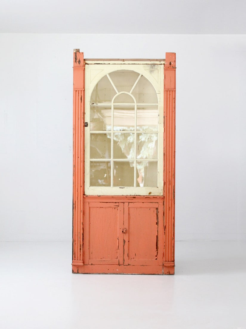 Painted Eastlake Corner Cabinet with Arched Glass Door and Fluted Details (1 of 8)