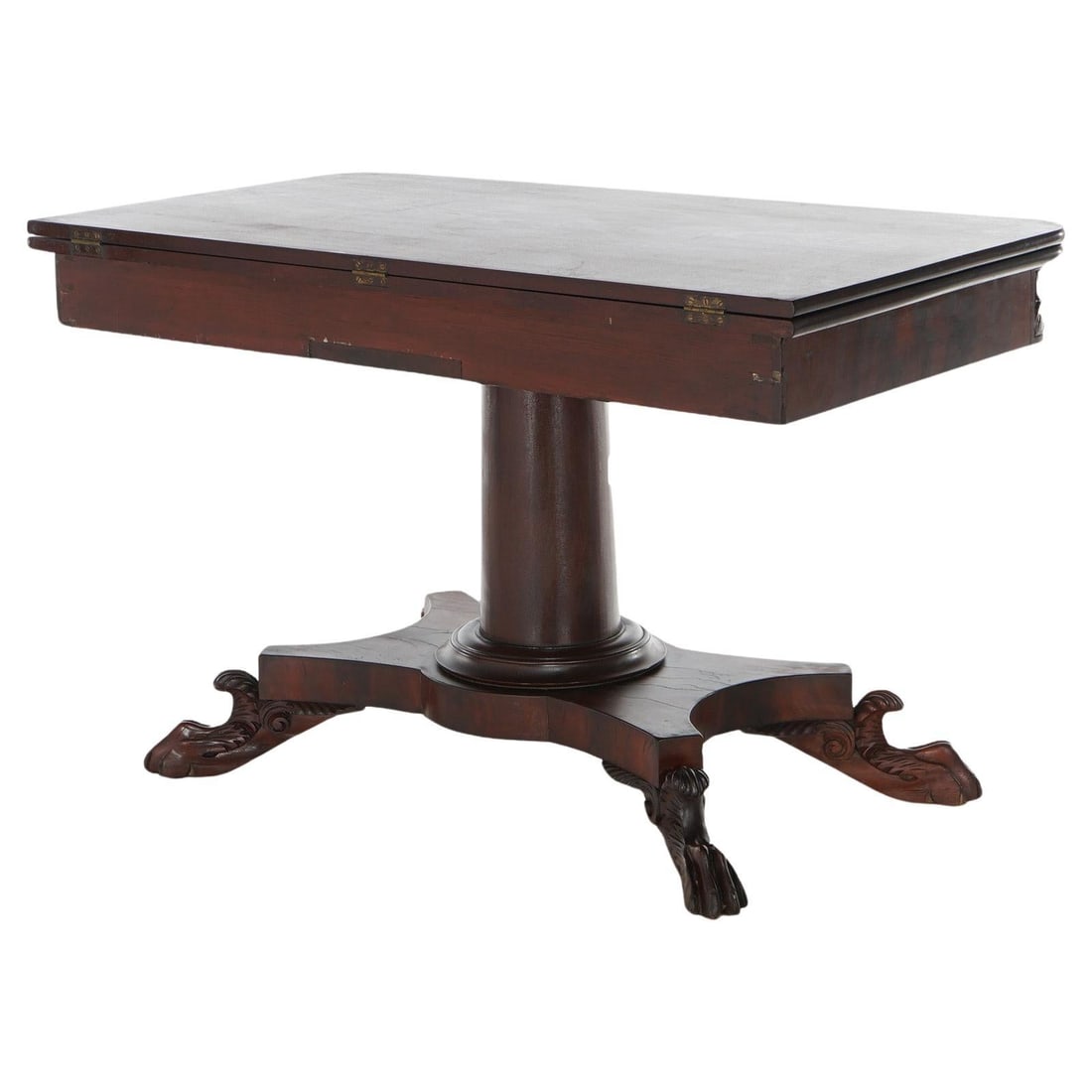 Antique American Empire Flame Mahogany Card Table c1840 (1 of 16)