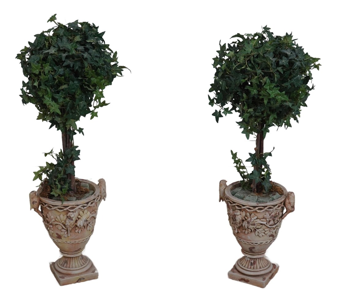 Elegant Faux Topiary Plants in Classical Composite Pots (1 of 10)