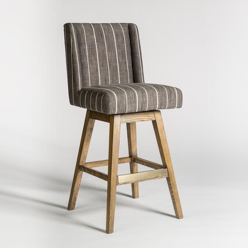 Alder Tweed Elegant Neo-Classical Swivel Bar Stool Weathered Oak (1 of 2)