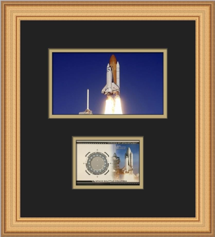 Framed 2009 Space Shuttle Columbia Card With Flown Payload Liner Silver Fragment (1 of 4)