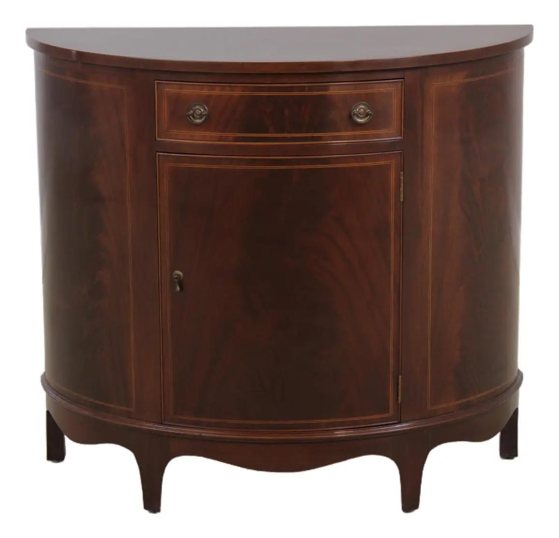 Mahogany Federal Demilune Console with Inlay and Storage Drawer (1 of 10)