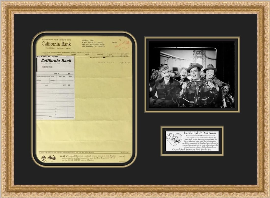 Lucille Ball Desi Arnaz Custom Framed Bank Statement I Love Lucy (1 of 4)