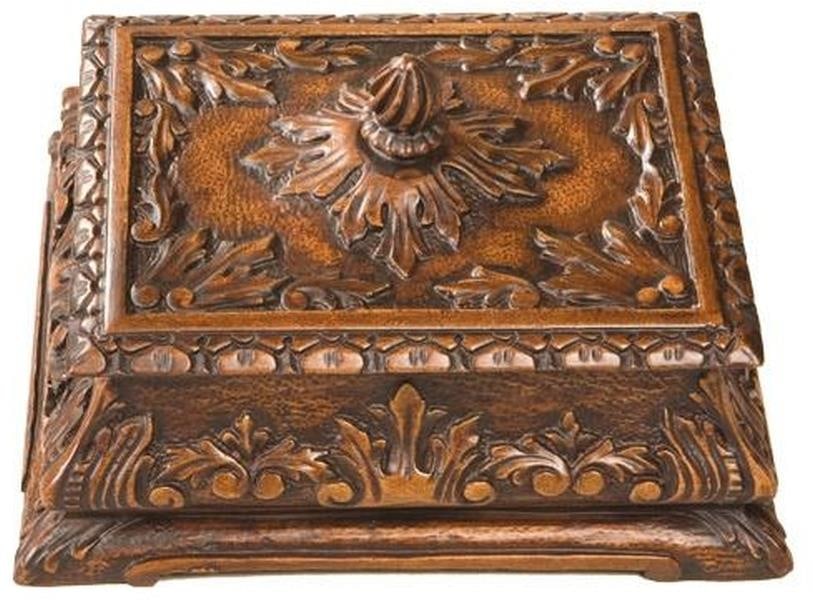 Lodge Style Hand-Carved Green Resin Table Top Box: Lodge Style Hand-Carved Green Resin Table Top Box This item is made at time of order. Please allow 42 to 70 days for production. Introducing a stunning Traditional Lodge-Style Carved Resin Box, perfec
