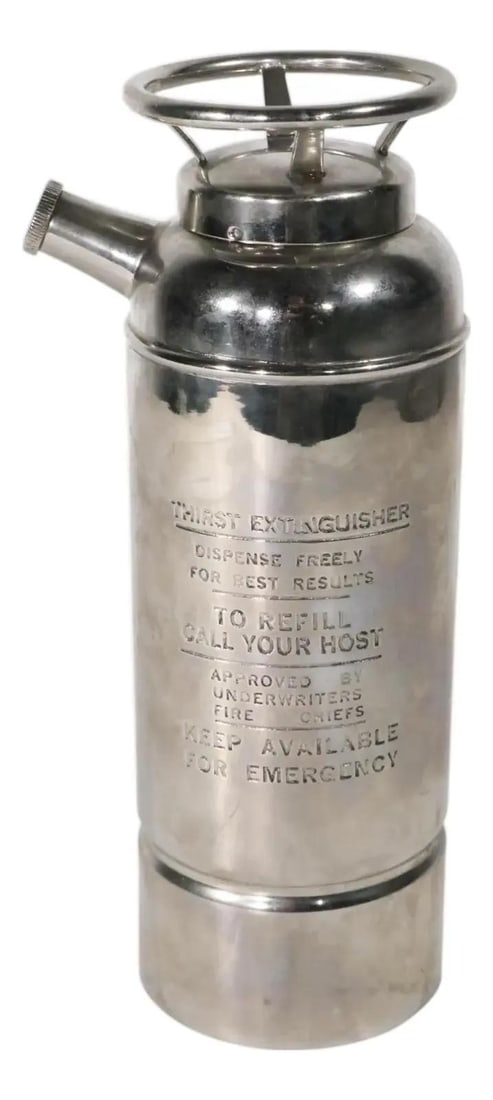 Art Deco Thirst Extinguisher Cocktail Shaker AM 2001 Silverplate (1 of 7)