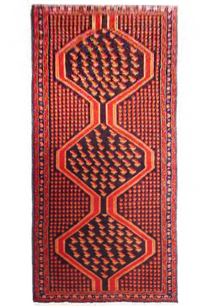 Handcrafted 3.6 x 9.4 Antique Red Persian Hamadan Runner Rug (1 of 6)
