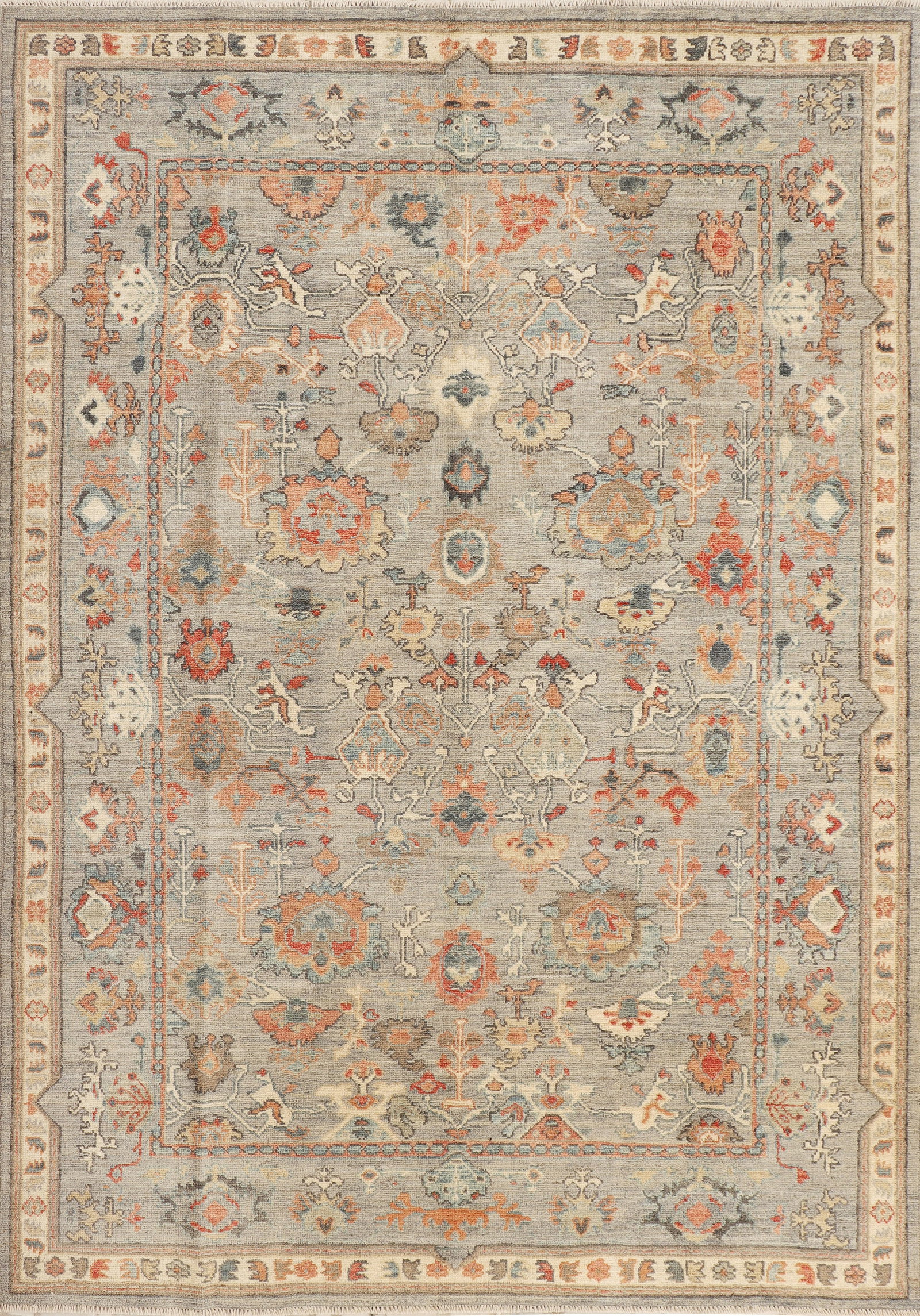 Handmade 6' x 9' Oushak Rug Fine Gazni Wool Pastel Colors (1 of 6)