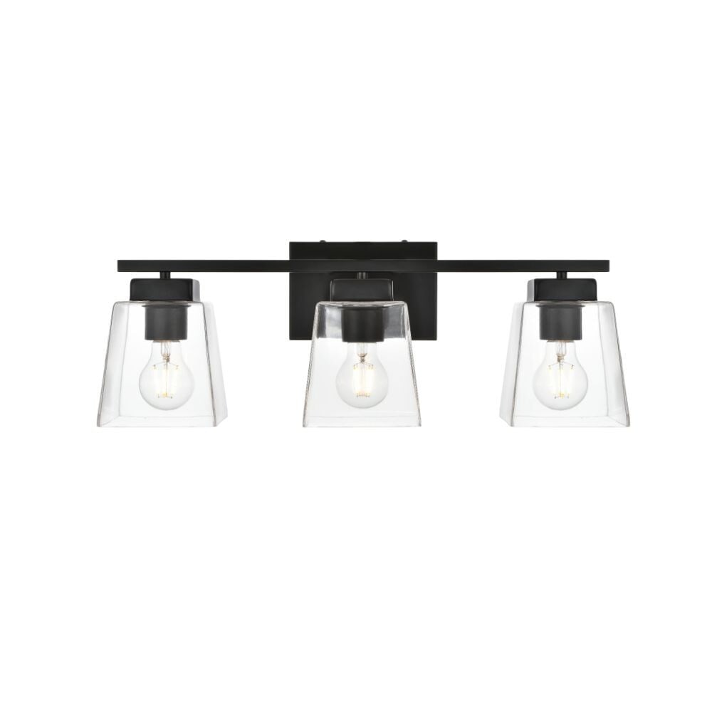 Merrick Modern Black Glass Wall Sconce Fixture 3 Light 22.9 Inch (1 of 7)