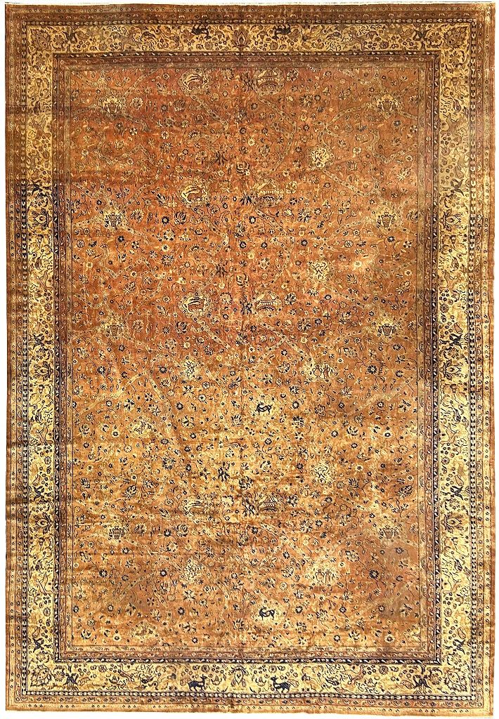 Handwoven 17'4 x 25'6 Tawny Brown Antique Persian Rug: Handwoven 17'4 x 25'6 Tawny Brown Antique Persian Rug Free continental US Shipping Enhance your living space with this exquisite 17' 4" x 25' 6" Tawny Brown Antique Persian Large Rug. Handcrafted by s