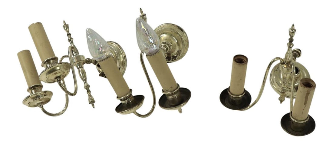 Vintage 1920s Silverplate Sconces Set of 3 Elegant Design (1 of 10)