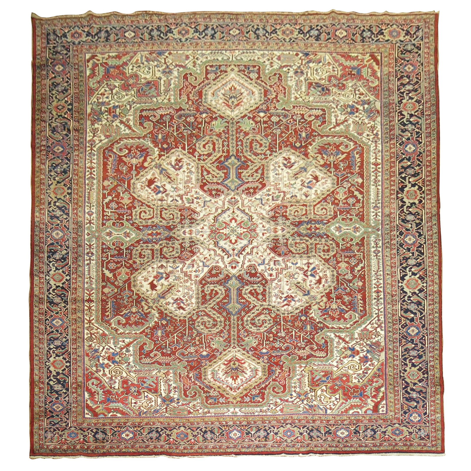 Antique Persian Heriz Serapi Rug Wool Hand-Woven 1920 (1 of 17)