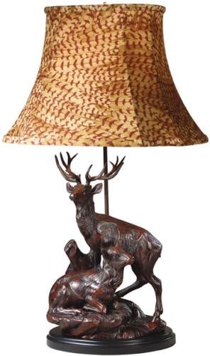 Rustic Elk Mates Table Lamp Lodge Style Almond Oxblood Red (1 of 1)