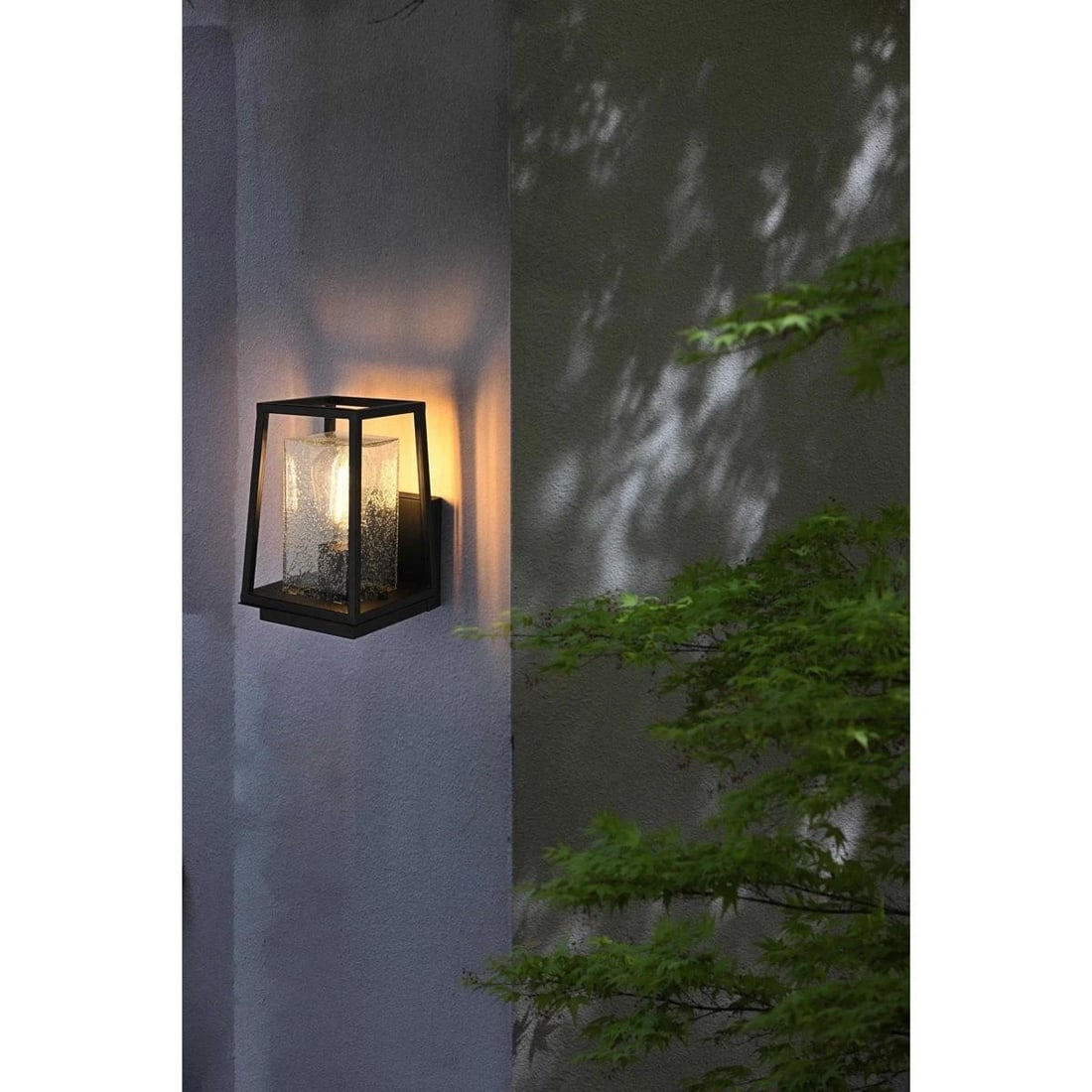 Lehigh Black Seedy Glass Outdoor Wall Sconce 10.5 Inch Iron Waterproof Light: Lehigh Black Seedy Glass Outdoor Wall Sconce 10.5 Inch Iron Waterproof Light This outdoor wall sconce light fixture features a traditional design with a black finish and seedy clear glass shade. Suita