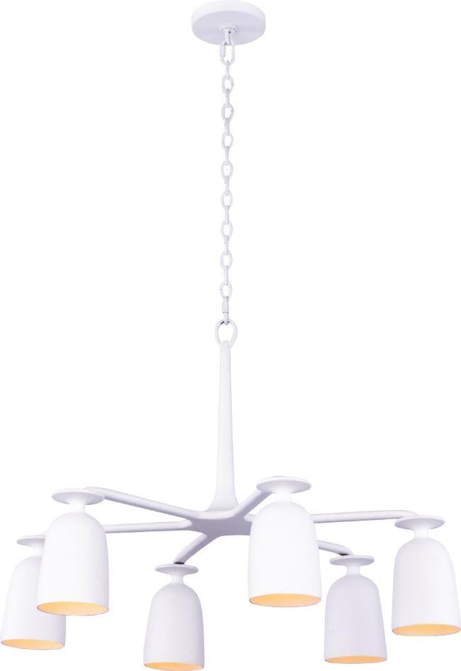 Kalco Gabardine 6-Light Steel Bowl Chandelier in White Gesso: Kalco Gabardine 6-Light Steel Bowl Chandelier in White Gesso Elevate your indoor ambiance with the Gabardine Modern Steel Chandelier, featuring a stunning bowl design crafted from durable steel. This 
