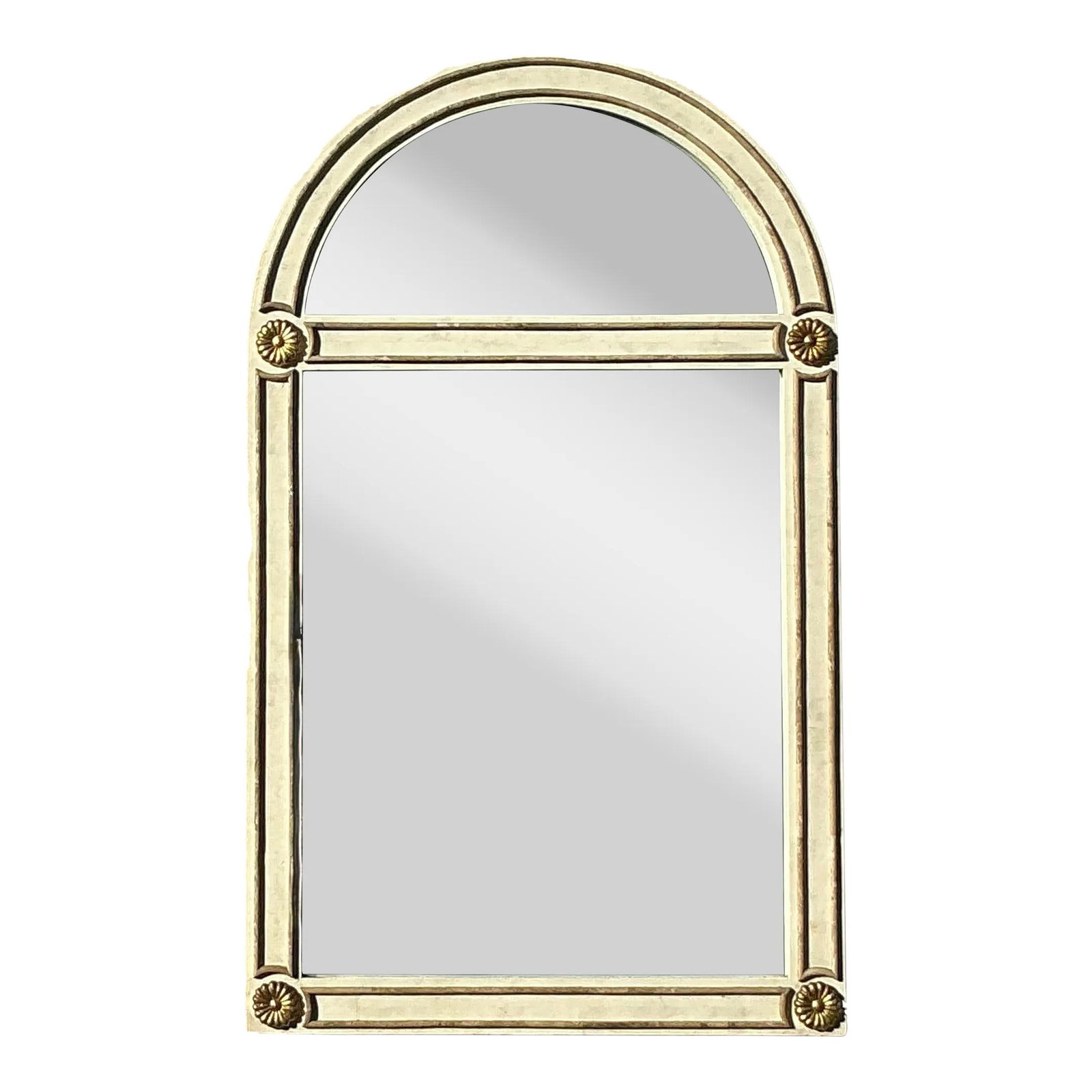 Vintage Boho Arched Mirror in Tessellated Stone 36 x 60.25: Vintage Boho Arched Mirror in Tessellated Stone 36 x 60.25 Elevate your decor with this vintage arched mirror, beautifully crafted from tessellated stone. The intricate design and natural stone patter