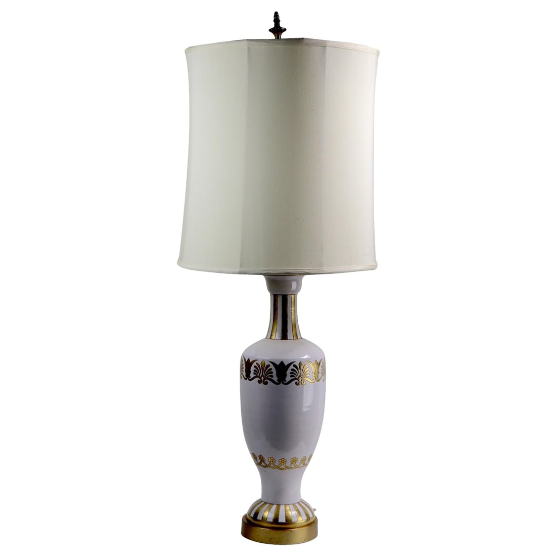 Ugo Zaccagnini White Gold Gilt Ceramic Table Lamp 24in (1 of 10)