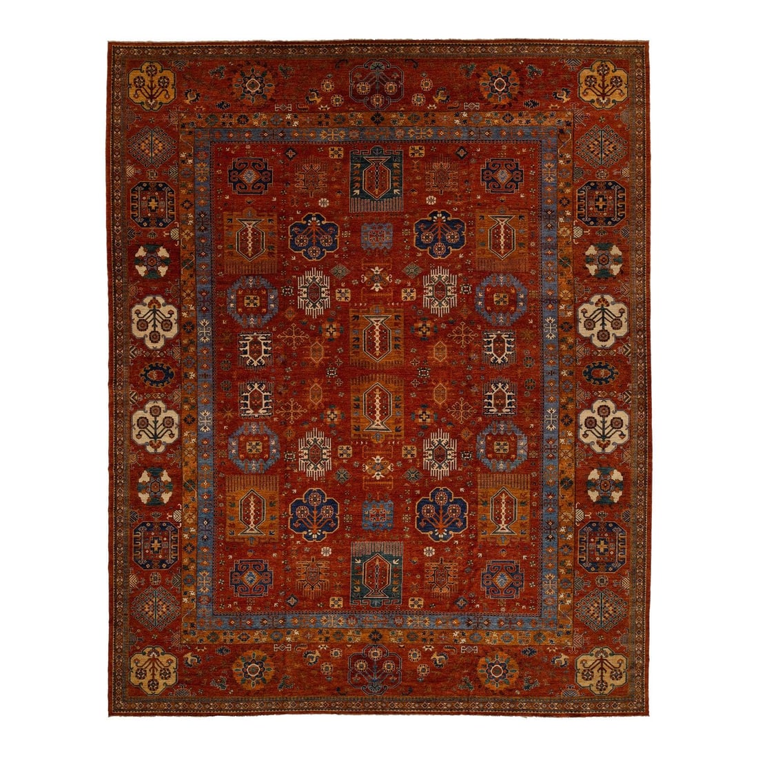 17'3 x 21'5 Turkmen Inspired Hand-Knotted Wool Rug With Gul Motifs in Terracotta Red (1 of 10)