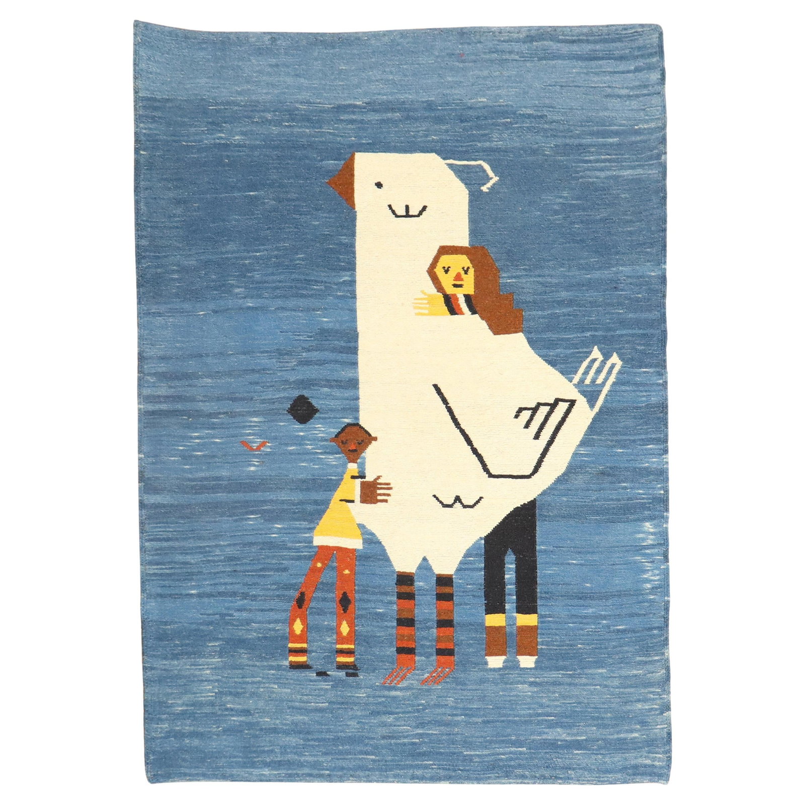 Charming Sad Pigeon Persian Kilim Wall Hanging Wool Folk Art 38 x 52 in (1 of 6)