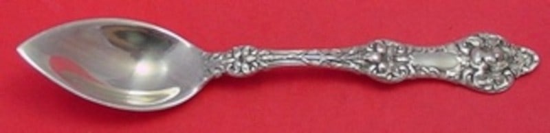 Sterling Silver Grapefruit Spoon Old Orange Blossom Pattern 5 3/4 Inch: Sterling Silver Grapefruit Spoon Old Orange Blossom Pattern 5 3/4 Inch This is a sterling silver grapefruit spoon in the Old Orange Blossom pattern by Alvin / Gorham. The spoon measures 5 3/4 inches i