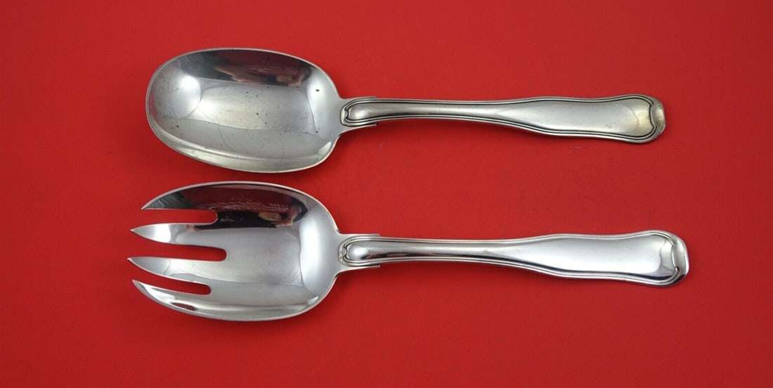 Georg Jensen Old Danish Sterling Silver Salad Serving Set 2-Piece 10 1/4" (1 of 2)