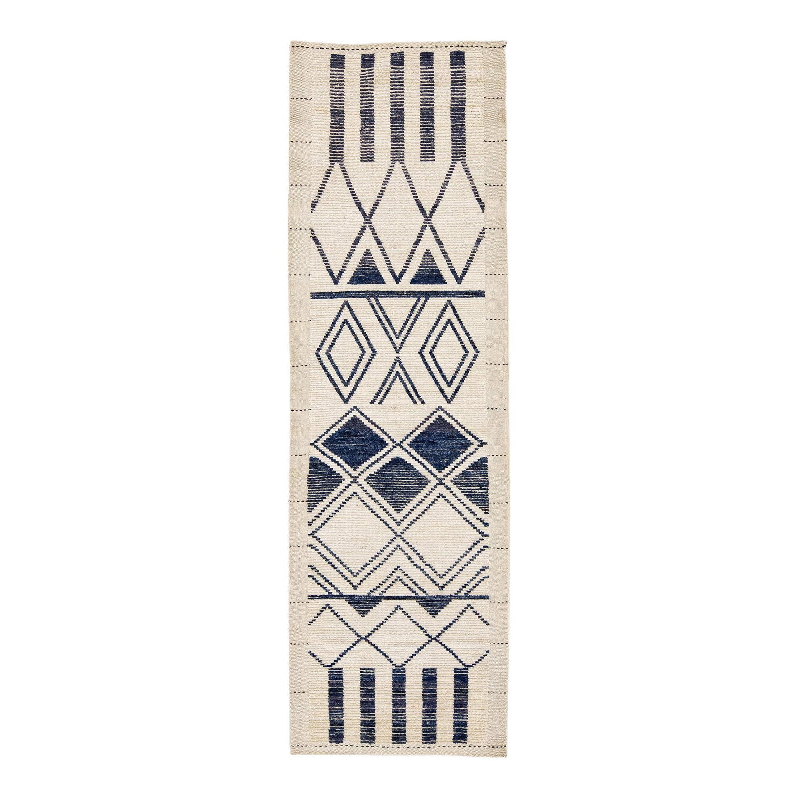 Beige Handmade Wool Moroccan Runner with Tribal Design 2'11 x 9'6 (1 of 7)