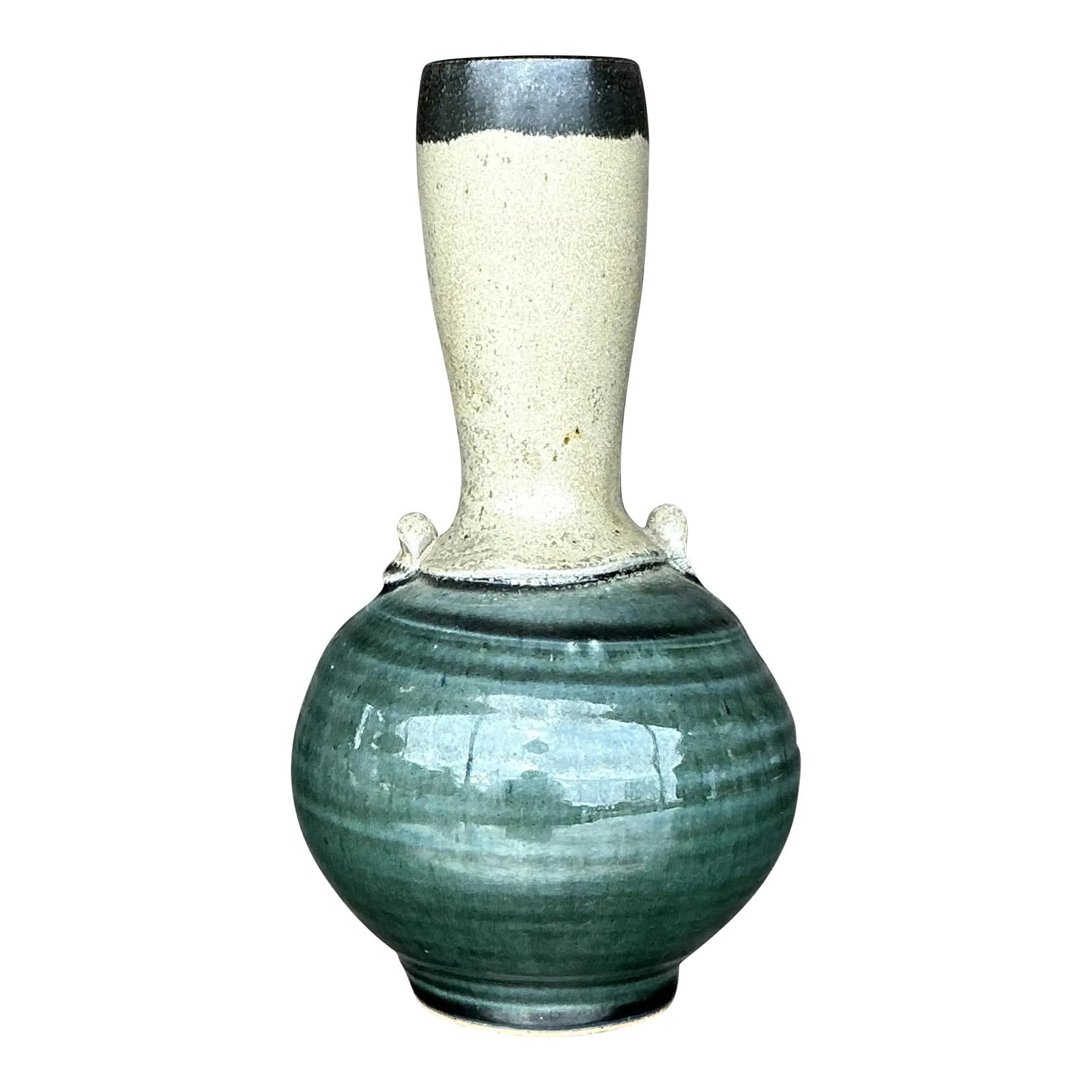 Vintage Coastal Studio Pottery Long Neck Vase Off-White 9 Inch (1 of 4)