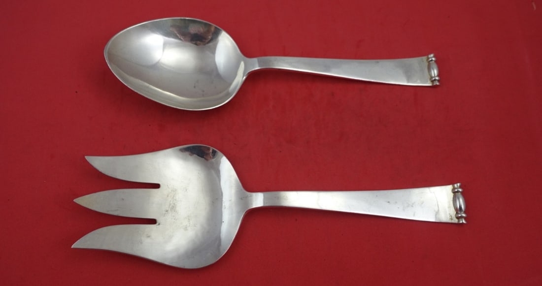 Allan Adler Modern Georgian Sterling Silver Salad Serving Set 2-Piece (1 of 2)