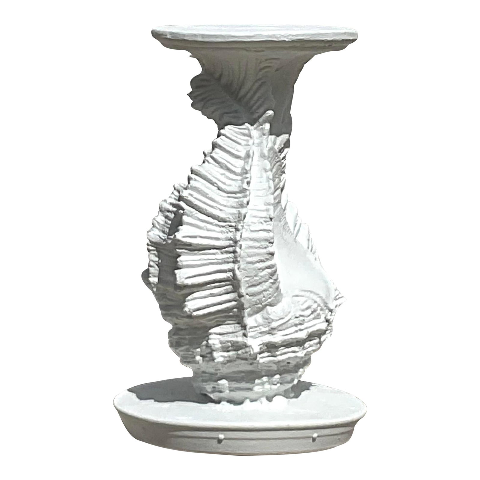 Vintage Coastal Conch Shell Pedestal Decorative Accent (1 of 5)