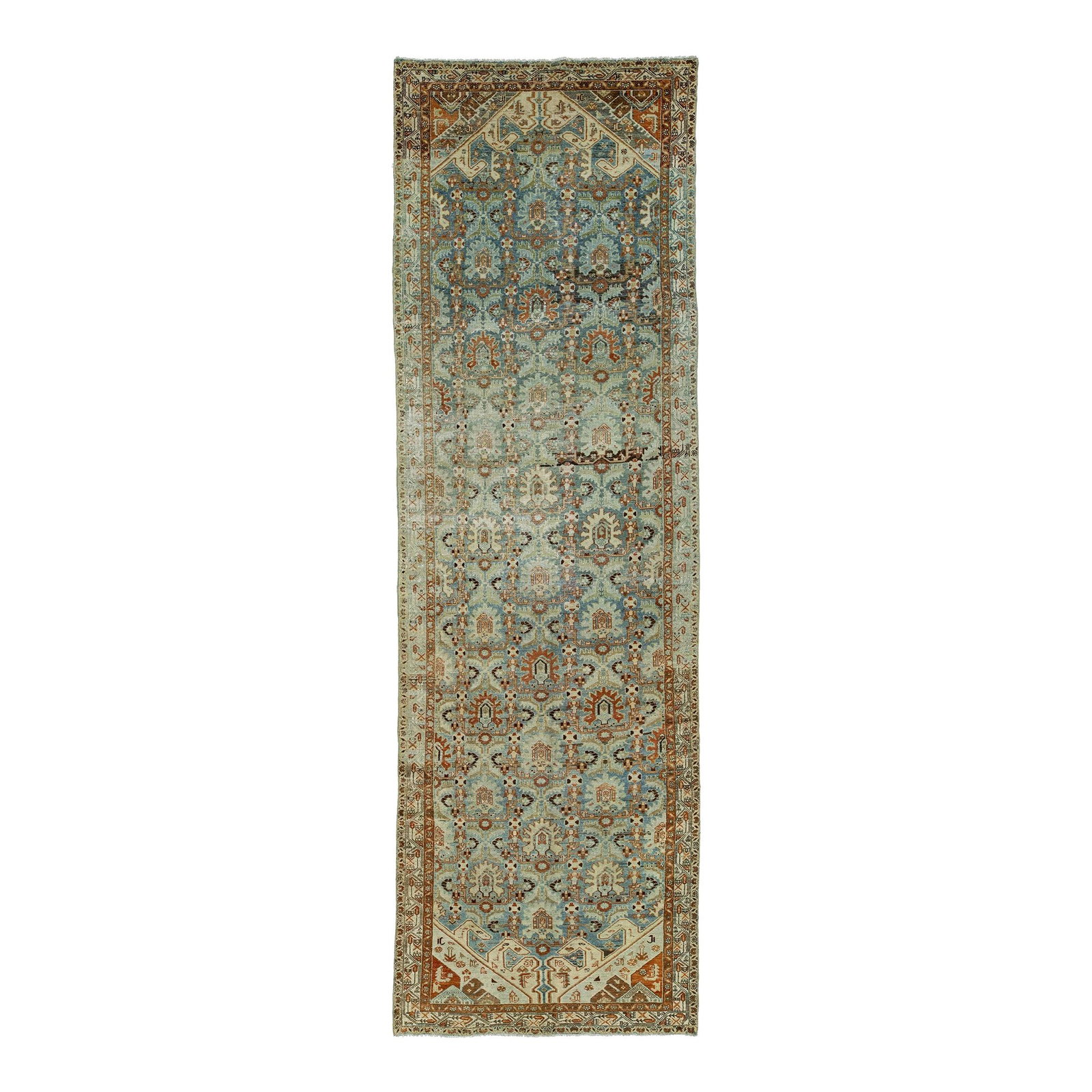 Antique Hamadan Persian Wool Runner Blue Allover Pattern 4'11 x 15'9 (1 of 10)