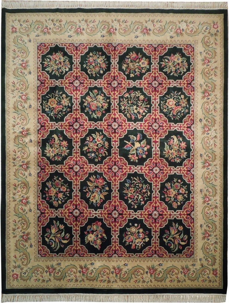 Elegant 8 x 10 Hand-Knotted Savonnerie Area Rug in Rich Colors (1 of 6)